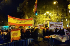 <p>Manifestación ante la sede del PSOE en Madrid el 6 de noviembre.</p>