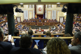 <p>El Congreso de los Diputados, durante la celebración del debate de investidura de Pedro Sánchez. / <strong>Congreso de los Diputados</strong></p>