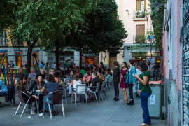 <p>Terrazas en la plaza 2 de Mayo en Madrid. / <strong>Juan Carlos Castro</strong></p>