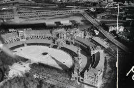 <p>Vista aérea de la plaza de España en 1932.  / <strong>ETH-Bibliothek</strong></p>