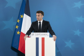 <p>Emmanuel Macron, durante la rueda de prensa de la cumbre del Consejo Europeo en Bruselas, el 22 de marzo. / <strong>Sarah steck (Présidence de la République)</strong></p>