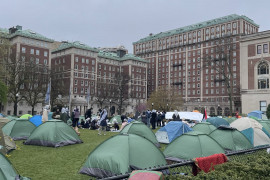 <p>Campamento propalestina de la Universidad de Columbia, Nueva York, el 18 de abril. / <strong>Anna Oakes</strong></p>