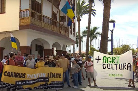 <p>Manifestaciones contra el modelo turístico en las islas Canarias el pasado 20 de abril. / <strong>RTVE</strong></p>