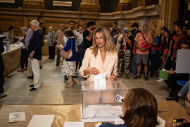 <p>Yolanda Díaz votando durante las elecciones europeas el pasado domingo 9 de junio. / <strong>Redes sociales</strong></p>