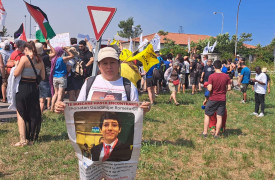 <p>Socorro Gil Guzmán en un acto en Padua, el pasado 15 de julio. / <strong>Cedida por Caravana Abriendo Fronteras</strong></p>