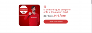 <p>Imagen de la web de de Línea Directa donde se promociona el seguro antiokupación. </p>