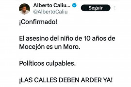 <p>Tuit de Alberto Caliú en el que difunde la mentira de la autoría, del 18 de agosto. / <strong>X (Twitter)</strong></p>