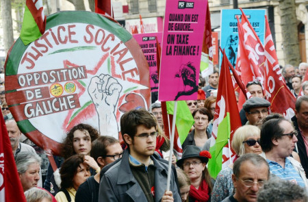 Manifestación contra las medidas de austeridad en Francia, el pasado 12 de abril en París.