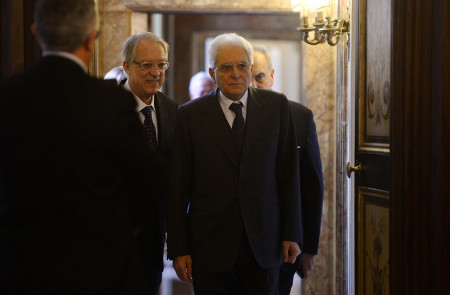 Sergio Mattarella, nuevo presidente de Italia,  a su llegada al Tribunal Constitucional. 
