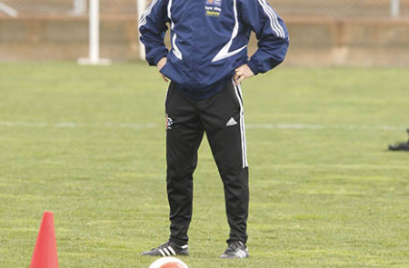Javier Irureta,  durante un entrenamiento del Real Zaragoza en 2008.