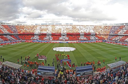 Imagen del estadio Vicente Calderón antes de dar comienzo un partido del Atlético de Madrid.