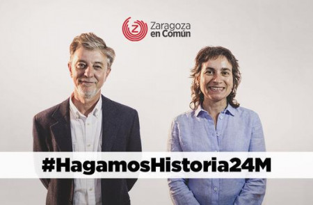 <p>Pedro Santisteve y Luisa Broto, en una imagen de la campaña de Zaragoza en Común. </p>