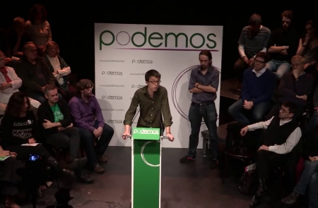 <p>Iñigo Errejón, Pablo Iglesias y Juan Carlos Monedero, durante la presentación de Podemos el pasado 16 de enero de 2014.</p>