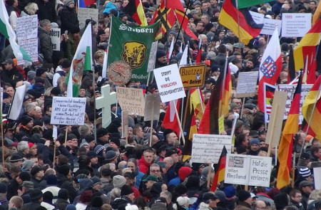 <p>Manifestación de Pegida en Dresde, en enero de 2015.</p>