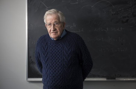 <p>3rd February, 2015. Cambridge, Massachusetts, USA. Noam Chomsky at his office in the Massachusetts Institute of Technollogy.</p>