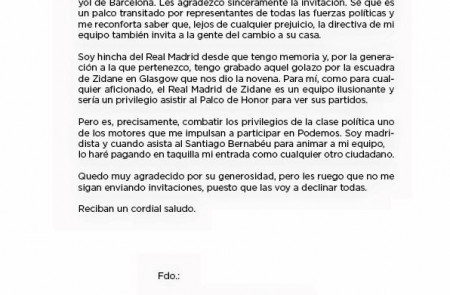 <p>Carta abierta de Ramón Espinar al Real Madrid</p>