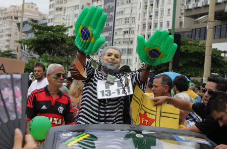 <p>Manifestación contra Luiz Inácio Lula da Silva en Río de Janeiro.</p>