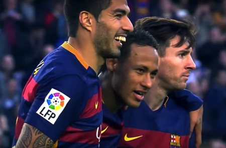 <p>Luis Suárez, Neymar y Messi</p>