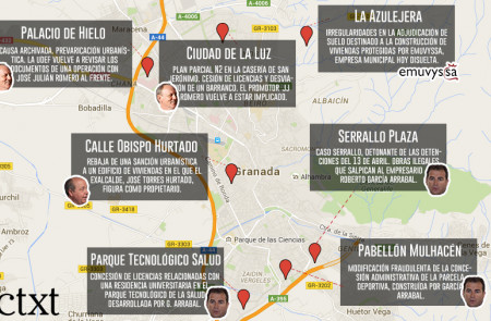 <p>Mapa de los principales casos urbanísticos que están siendo investigados en Granada.</p>