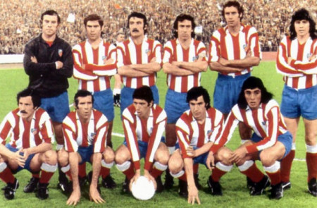 <p>El Atlético de Madrid en la final de Champions frente al Bayern de Múnich en 1974.</p>
