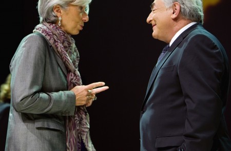 <p>Christine Lagarde con Dominique Strauss-Kahn.</p>