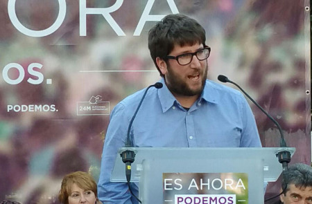 <p>Miguel Urbán durante un acto de Podemos</p>