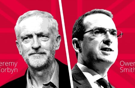 <p>Cartel anunciando el primer debate entre Jeremy Corbyn y Owen Smith cara a las primarias.</p>