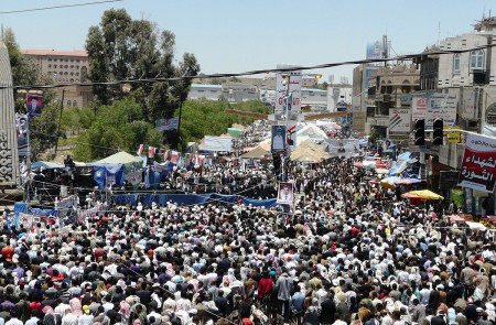 <p>Protestas en Sana'a en abril de 2011.</p>