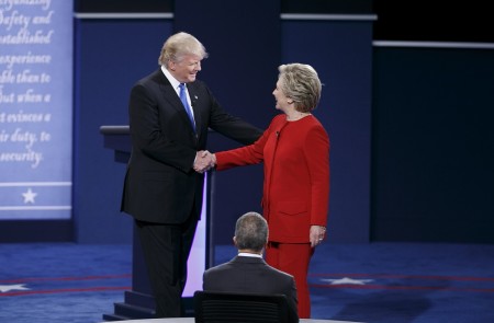 <p>Hilary Clinton and Donald Trump during the Presidential Debate on September 26.</p>