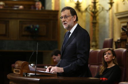 <p>Mariano Rajoy, durante una de sus intervenciones en la segunda jornada de la sesión de investidura.</p>