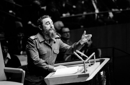 <p>Fidel Castro Ruz, líder de la Revolución cubana, habla ante la Asamblea General de la ONU en octubre de 1979 </p>