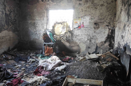 <p>Interior calcinado de la casa de la familia Dawabsha tras el <em>Duma attack</em> de 2015.</p>