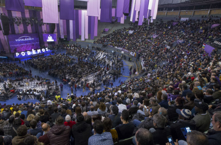 <p>El Palacio de Vistalegre, durante el Congreso de Podemos </p>