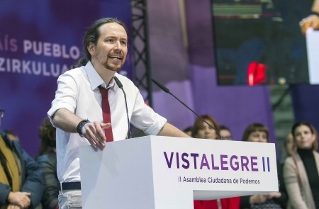<p>Pablo Iglesias ofrece su primer discurso tras su victoria en el Congreso de Vistalegre. </p>
