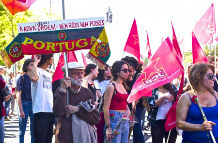 <p>Una manifestación en Lisboa contra las políticas económicas</p>