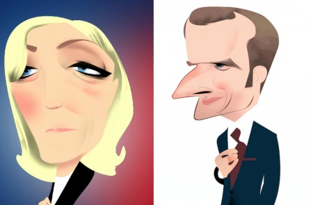 <p>Marine Le Pen y Emmanuel Macron</p>