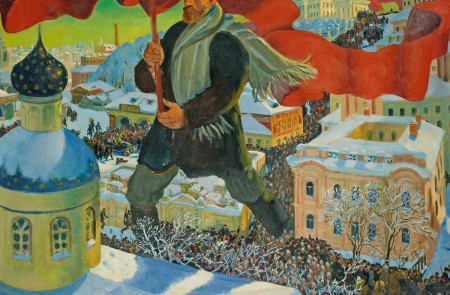 <p><em>El bolchevique </em>(1920), de Boris Kustodiev</p>