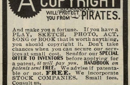 <p>Copyright advertisement from the New York Clipper, 1906.</p>