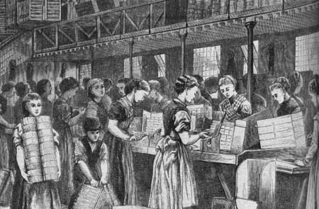 <p>Trabajadoras de una fábrica de fósforos en Londres en 1871.</p>