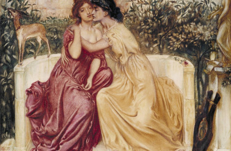 <p>Safo y Erina en un jardín en Mitilene (1864).</p>