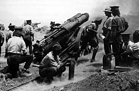 <p>Artillería británica en Galípoli durante la Primera Guerra Mundial</p>