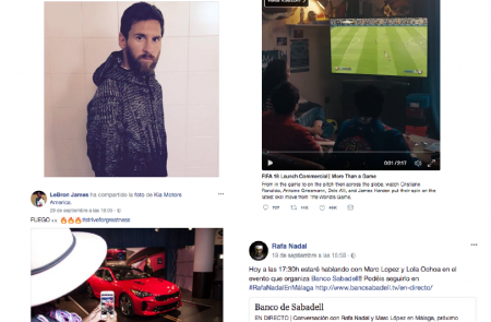 <p>Captura de contenidos patrocinados y publicitarios en las redes sociales de Leo Messi, Cristiano Ronaldo, Lebron James y Rafa Nadal. </p>