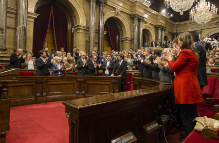 <p>Puigdemont tras su declaración en el Parlament el 10 de octubre.</p>