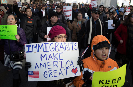<p>Manifestación contra la política inmigratoria de Trump, en febrero del año pasado. </p>