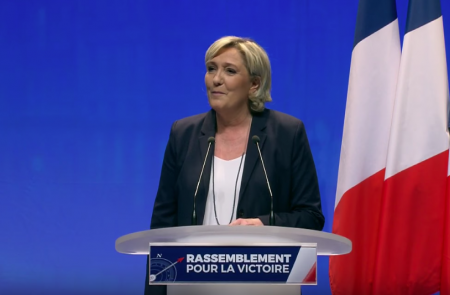 <p>Marine Le Pen, durante el congreso del Frente Nacional en Lille. Marzo 2018. </p>