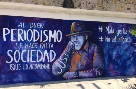 <p>Mural homenaje a Javier Valdez en la ciudad de Mazatlán.</p>
