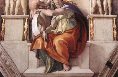 <p>El fresco Sibila Délfica en la Capilla Sixtina, 1509.</p>