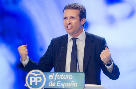 <p>El presidente del Partido Popular, Pablo Casado, durante el Congreso del PP. </p>