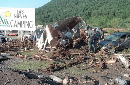 <p>Camping Las Nieves tras la tragedia de 1996. Biescas, Huesca.</p>