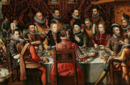 <p>Felipe II en el banquete de los monarcas. </p>